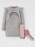  image of mini-v-by-very-girls-rainbow-knitted-dress-and-tights-grey