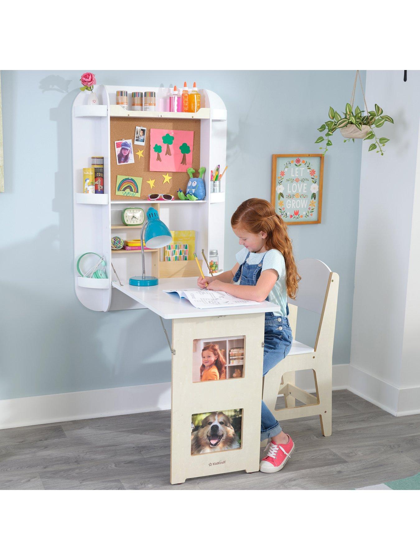 Kidkraft kids desk and chair set girls study white seat bedroom drawer storage furniture new arrivals