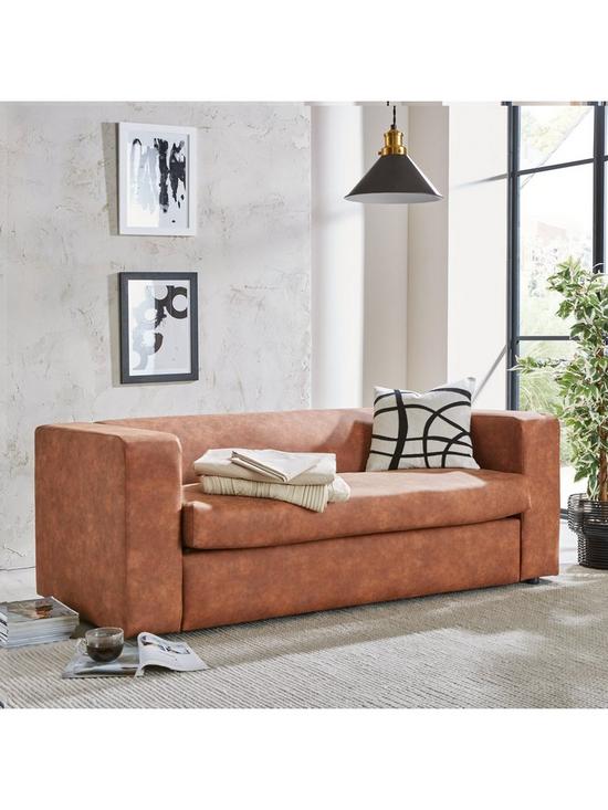 stillFront image of clarksonnbspfaux-leather-sofa-bed