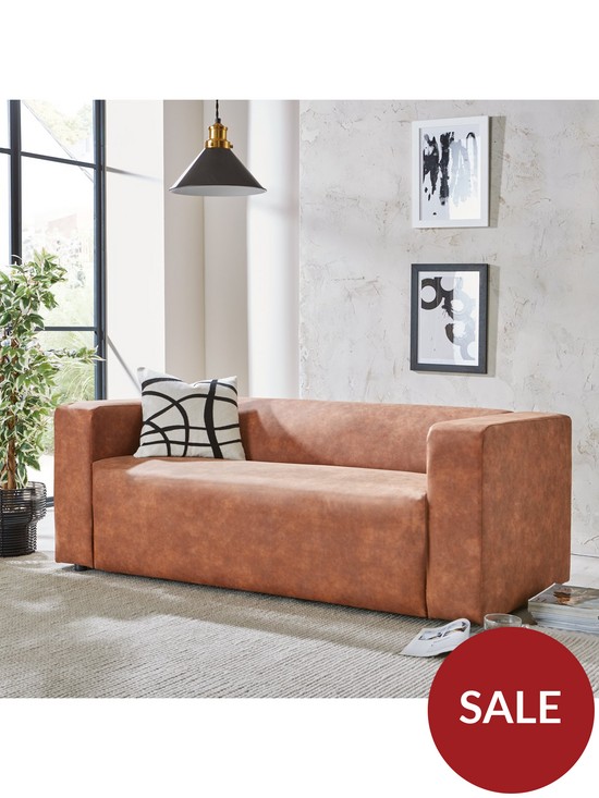 stillFront image of clarkson-faux-leathernbsp3-seater-sofa