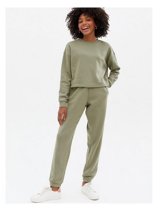 front image of new-look-915-girls-olive-high-waist-cuffed-joggers