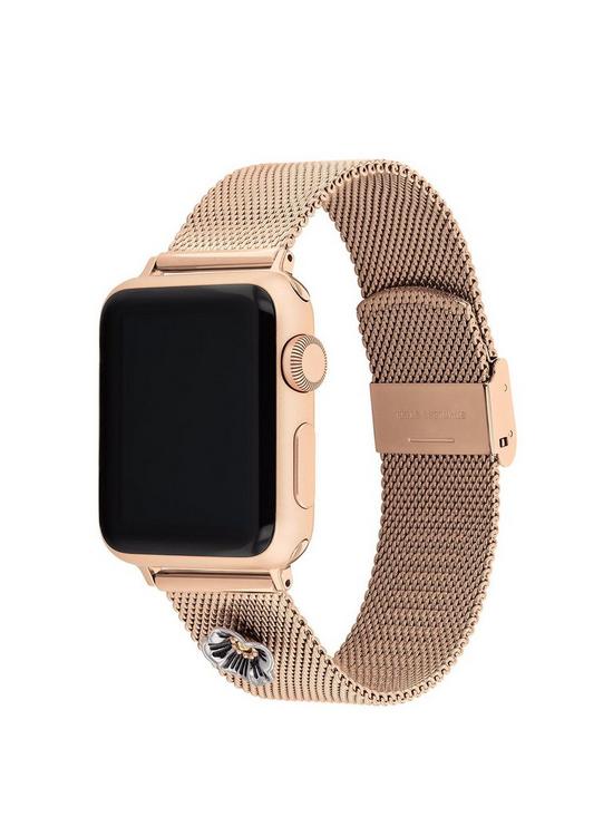stillFront image of coach-apple-watch-strap-ionic-rose-gold-plated-stainless-steel-ladies