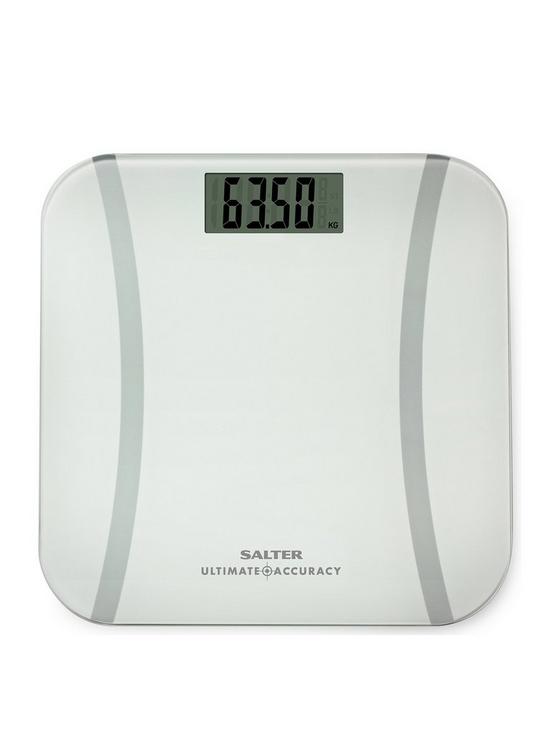 front image of salter-ultimate-accuracy-analyser-bathroom-scale-in-white