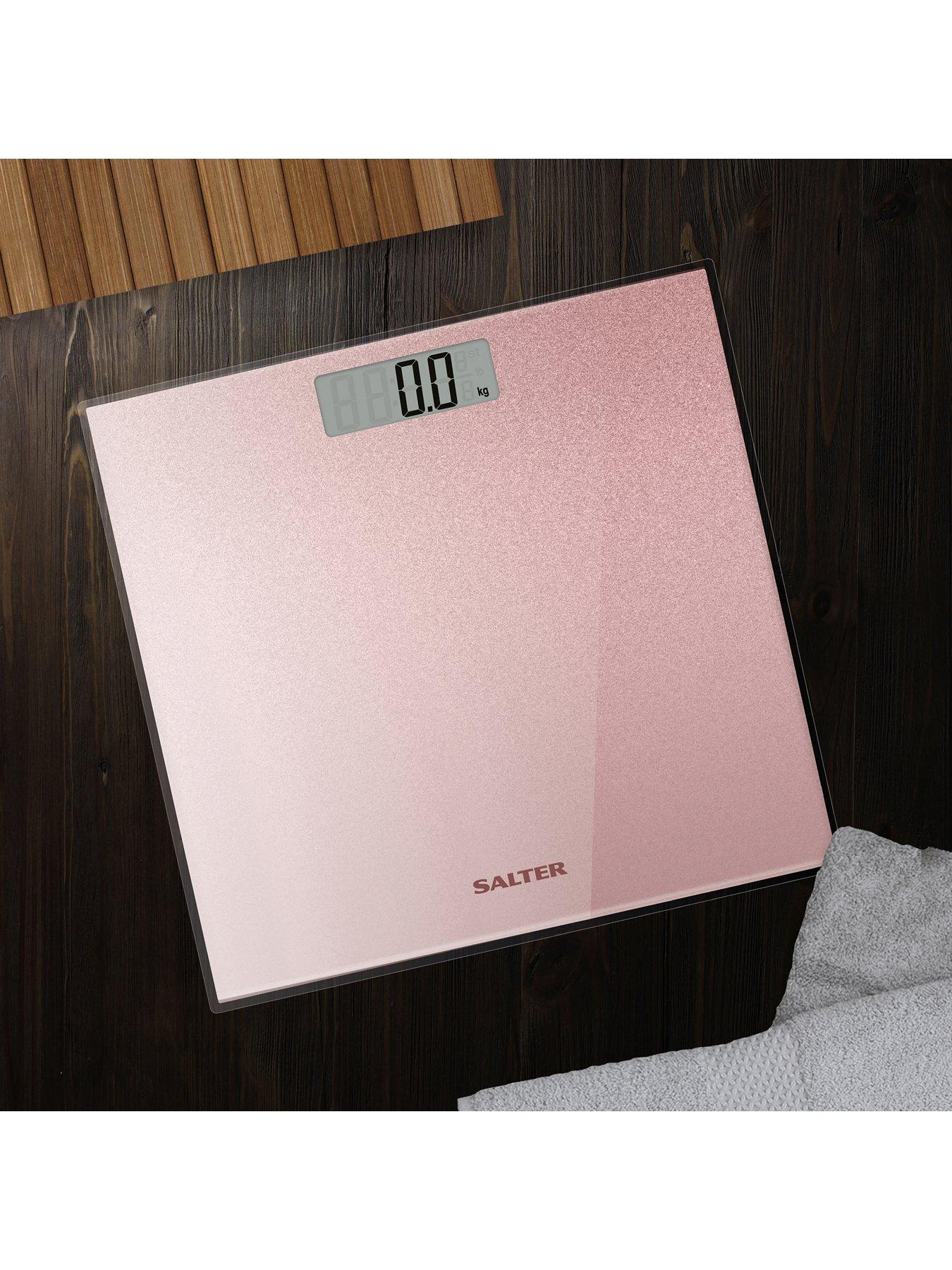  image of salter-rose-gold-glitter-electronic-bathroom-scale