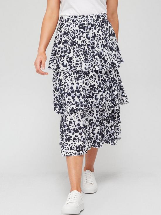 front image of v-by-very-tiered-midi-skirt-mono-animal