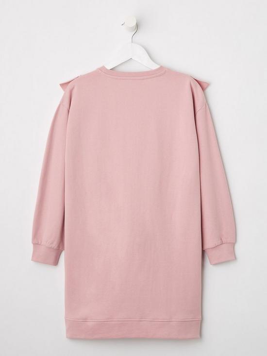 back image of everyday-girls-essentials-frill-sweat-dress-pink