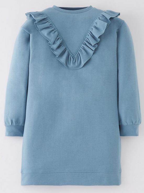 front image of everyday-girls-frill-essentials-sweat-dress-blue