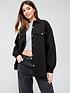  image of v-by-very-jersey-textured-military-button-shacket-black