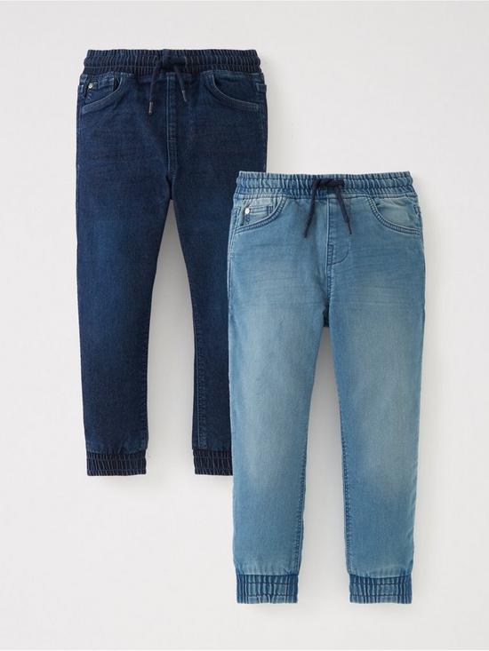 front image of mini-v-by-very-boysnbsppull-on-jeans-2-packnbsp--bleach-washmid-wash