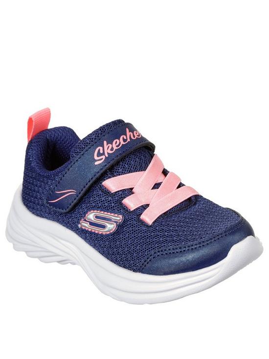front image of skechers-girls-toddler-dreamy-dancer-miss-minimalistic-mesh-knit-gore-strap-trainer