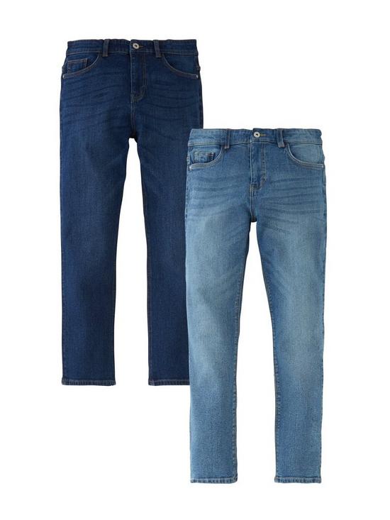 front image of v-by-very-boysnbspslim-jeans-2-packnbsp--bleach-washdark-wash