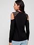  image of v-by-very-lace-trim-long-sleeve-cold-shoulder-top-black