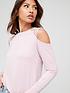  image of v-by-very-lace-trim-long-sleeve-cold-shoulder-top-pinknbsp