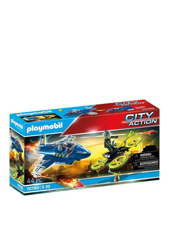 stillFront image of playmobil-70780-city-action-police-jet-with-drone