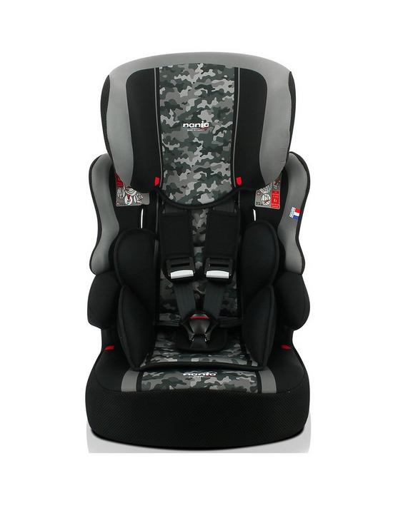 front image of nania-beline-camo-stone-grp-123-high-back-booster-9-months-12-yrs