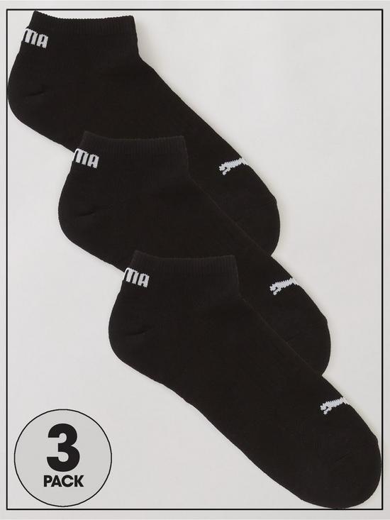 front image of puma-cushioned-3-pack-sneaker-socksnbsp--black