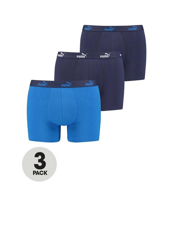 front image of puma-promo-3-pack-boxers-navyblue