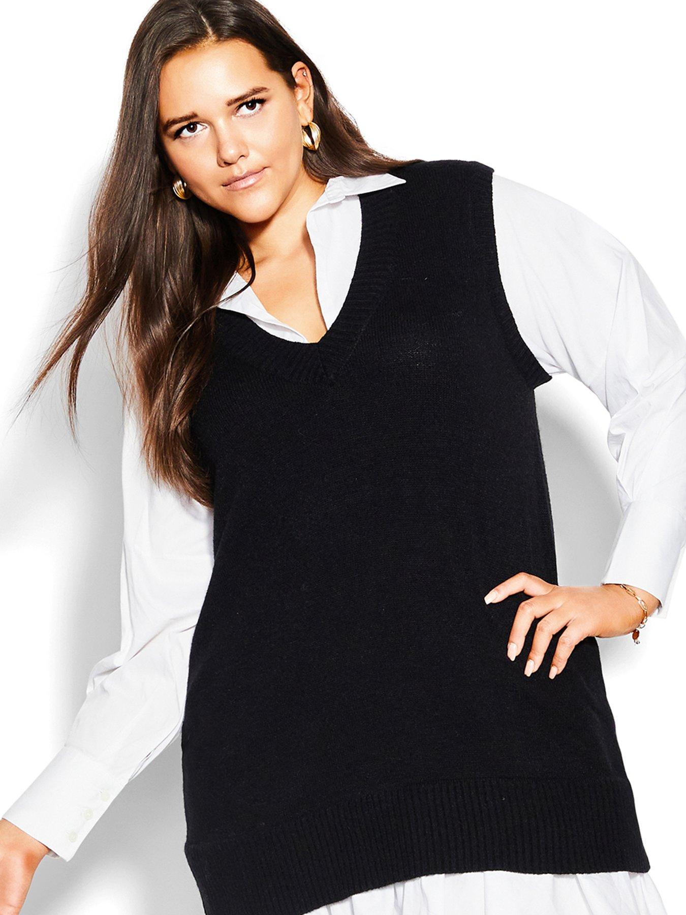 black knitted vest dress