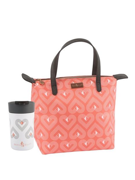 beau-elliot-vibe-coral-luxury-insulated-lunch-tote-7-litre-300ml-stainless-steel-travel-mug