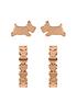  image of radley-ladies-18ct-rose-gold-plated-heart-huggie-leaping-dog-twin-pack-earrings