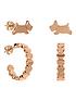  image of radley-ladies-18ct-rose-gold-plated-heart-huggie-leaping-dog-twin-pack-earrings