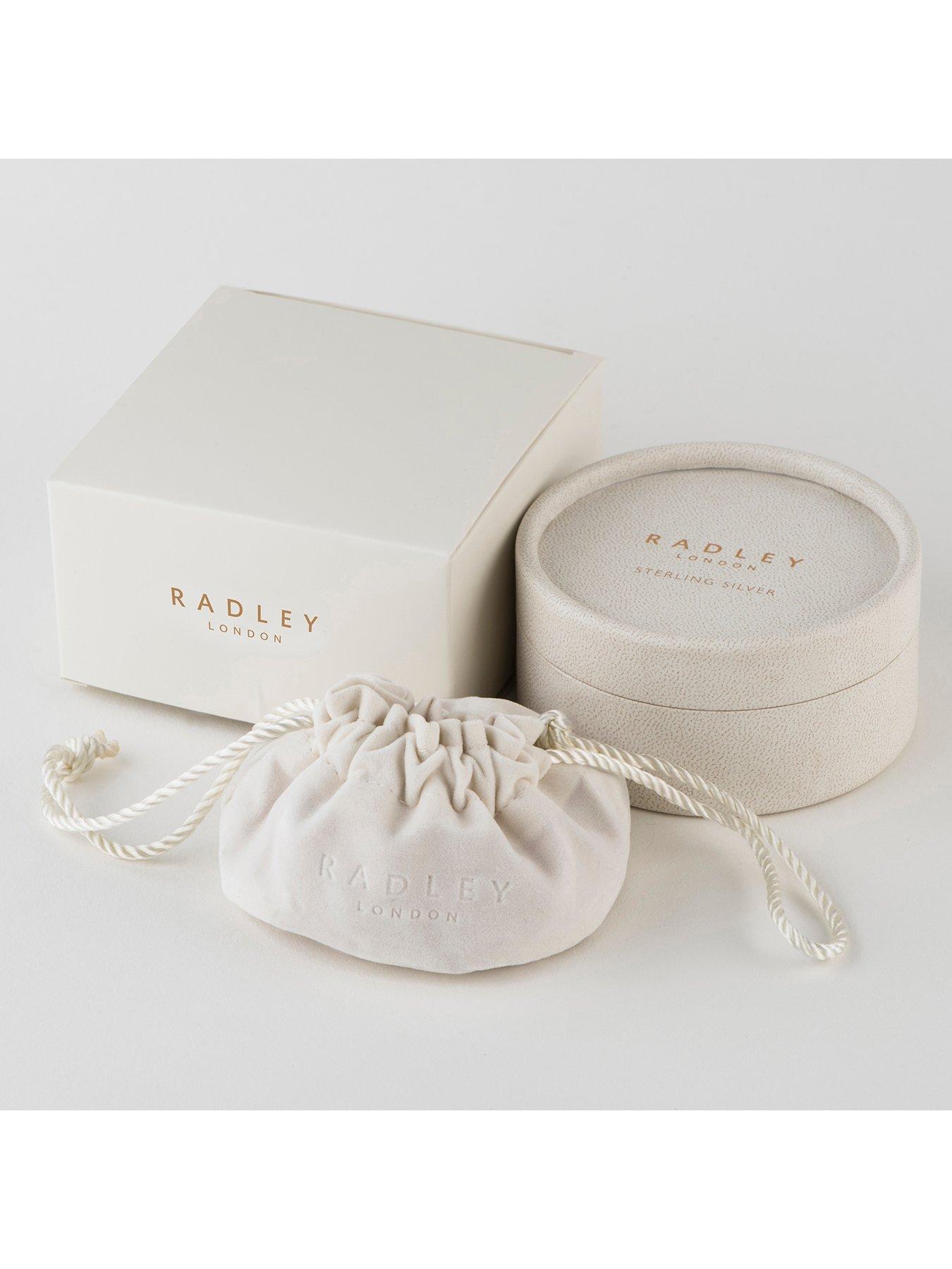  image of radley-ladies-sterling-silver-pink-and-clear-glass-stone-heart-shaped-studs