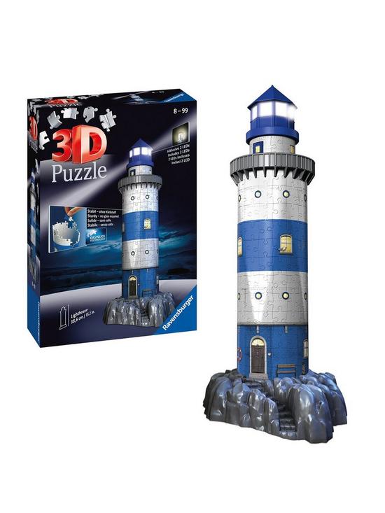front image of ravensburger-lighthouse-light-up-216-piece-3d-jigsaw-puzzle