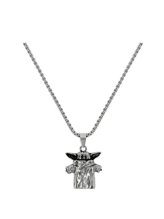 front image of disney-star-wars-stainless-steel-yoda-pendant-with-box-chain