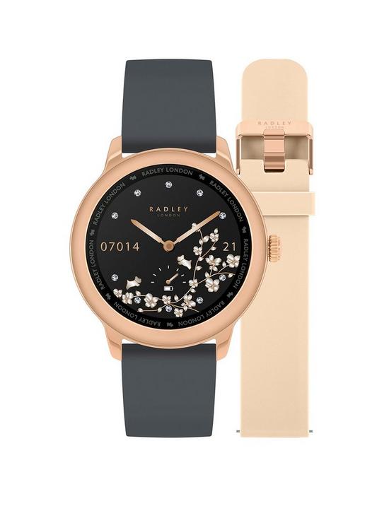 front image of radley-ladies-series-7-gps-smart-watch-gift-set-with-interchangeable-silicone-straps