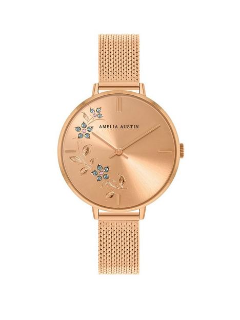amelia-austin-floral-ladies-rose-gold-stainless-steel-mesh-clear-stone-set-etched-dial-watch