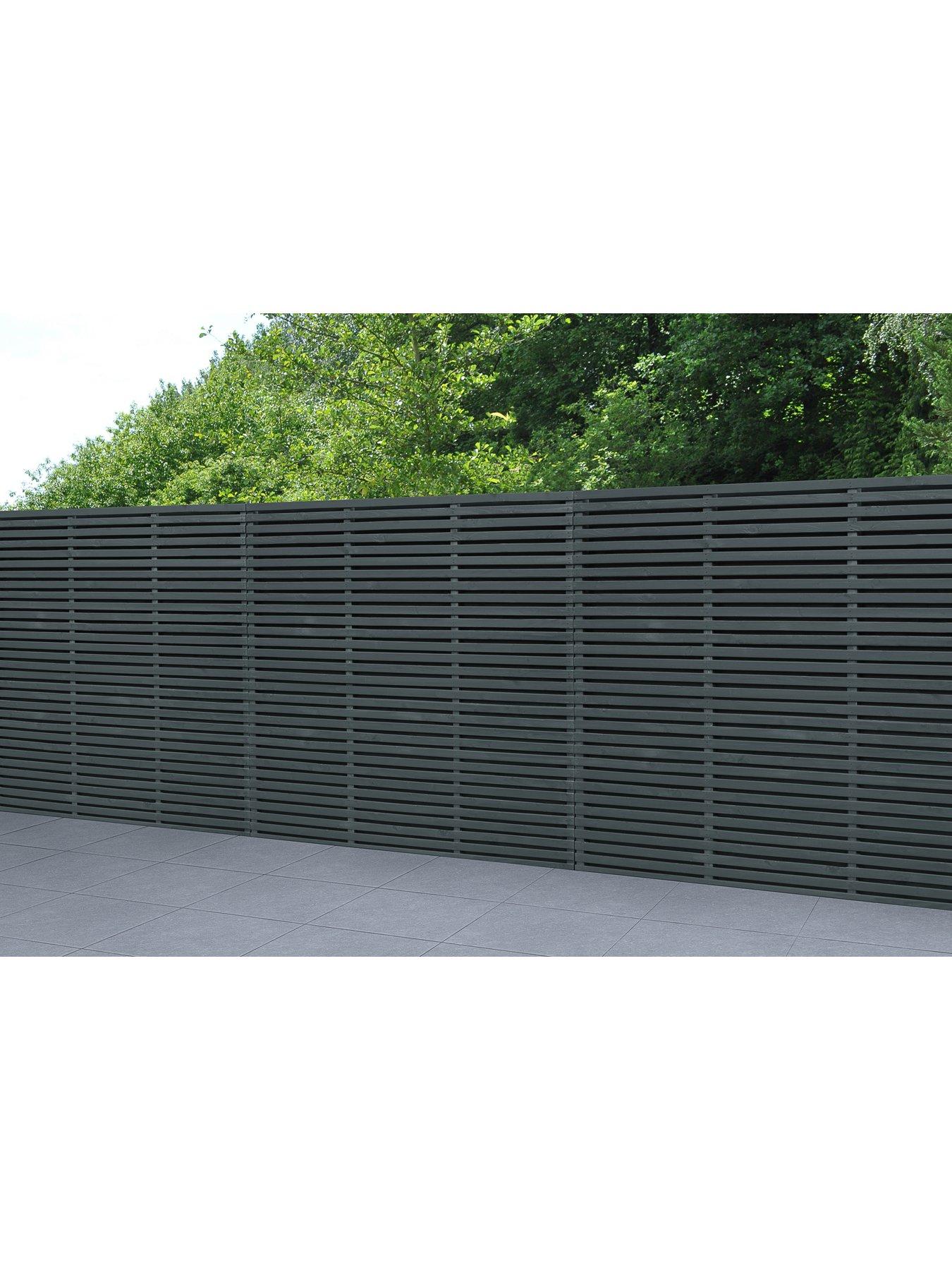  image of forest-contemporary-double-slatted-fence-panel-18m-x-18mnbsp--anthracite-grey-pack-of-4