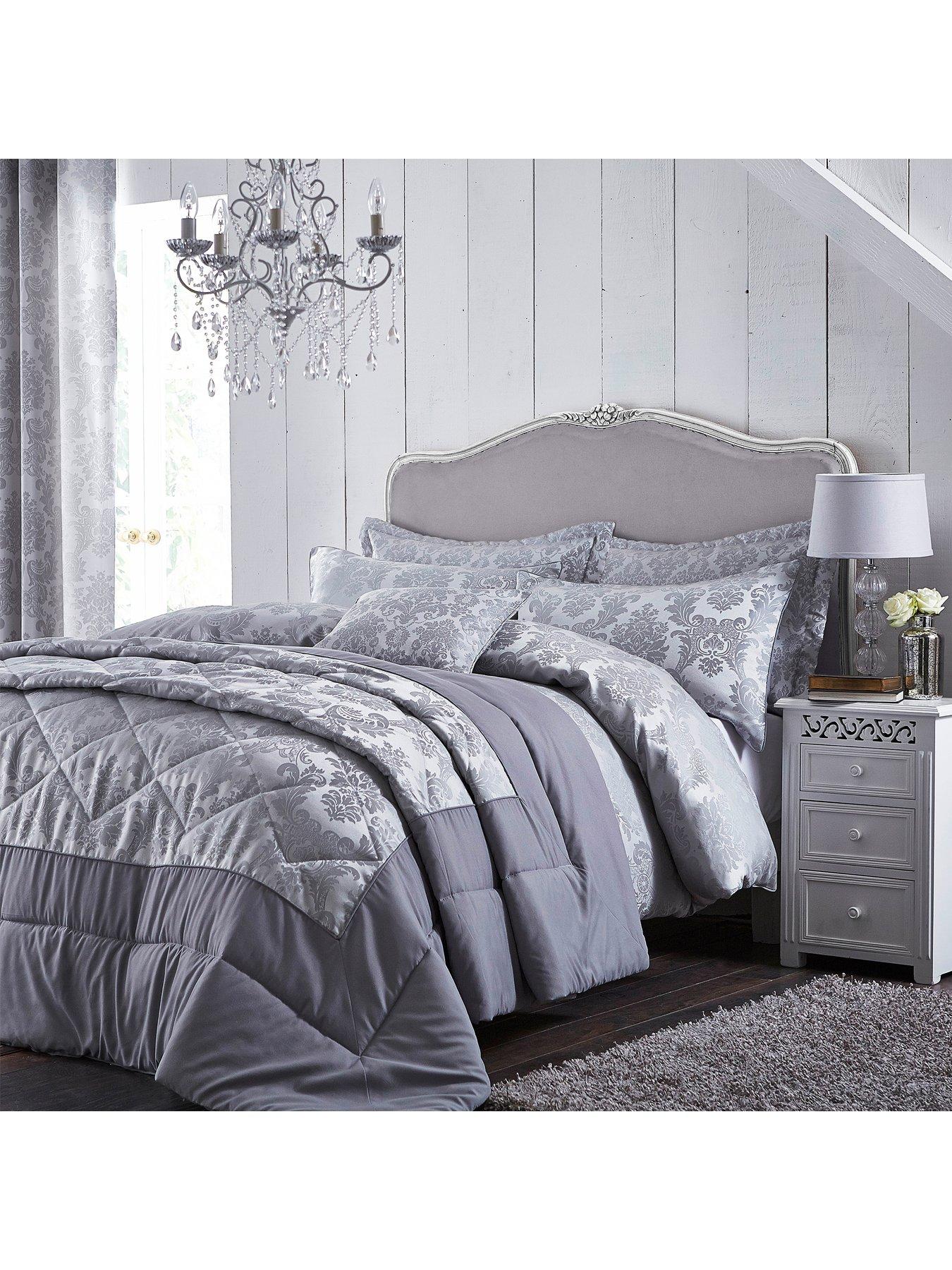 Catherine Lansfield Damask Jacquard Duvet Cover - Grey | Littlewoods.com