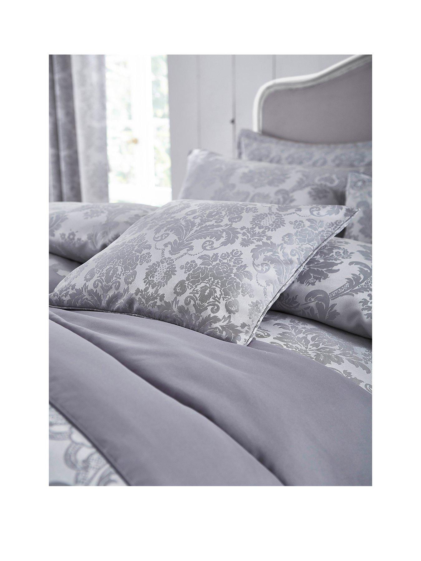  image of catherine-lansfield-damask-jacquard-duvet-cover-grey
