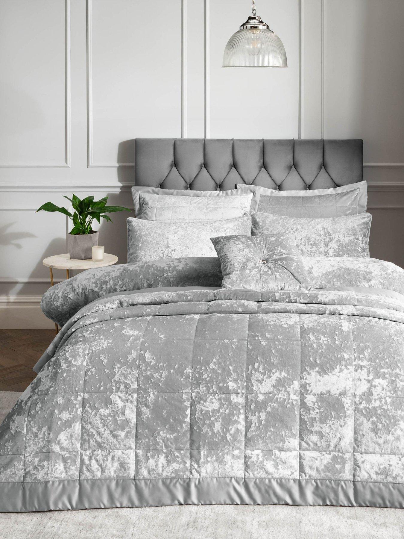 Image 1 of 5 of Catherine Lansfield Crushed Velvet Duvet Cover and Pillowcase Set