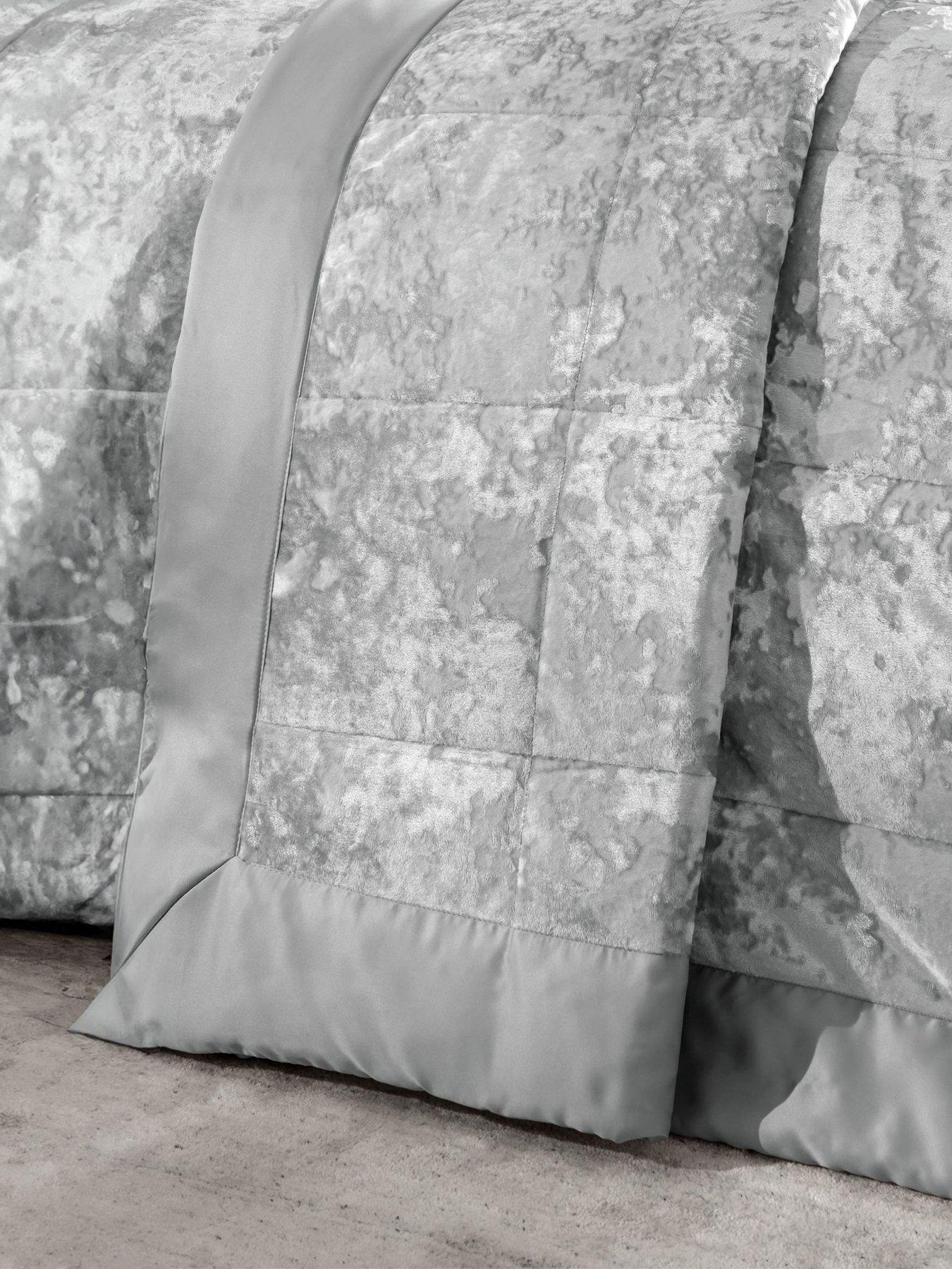 Catherine Lansfield Crushed Velvet Bedspread Throw - Grey