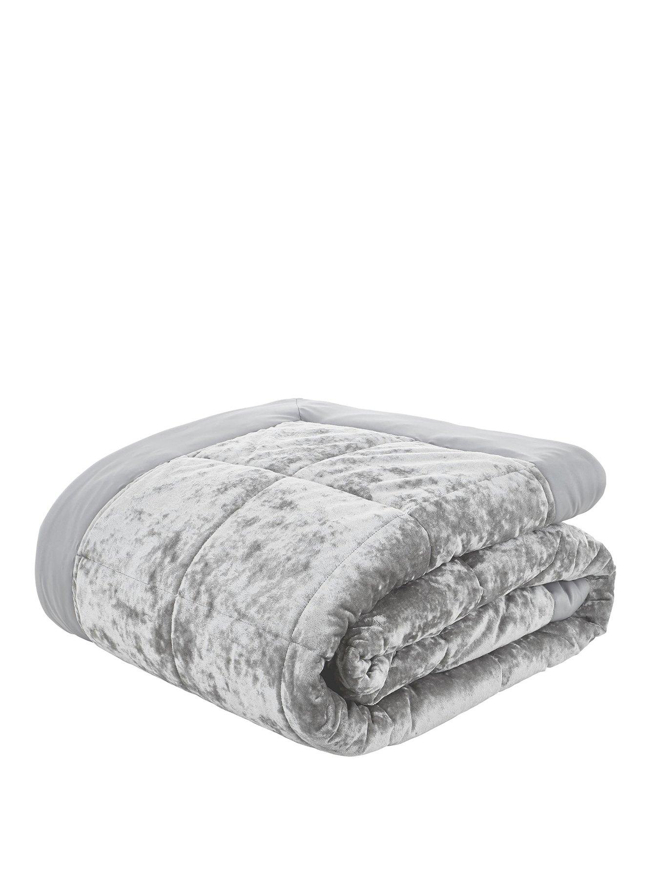  image of catherine-lansfield-crushed-velvet-bedspread-throw--nbspgrey