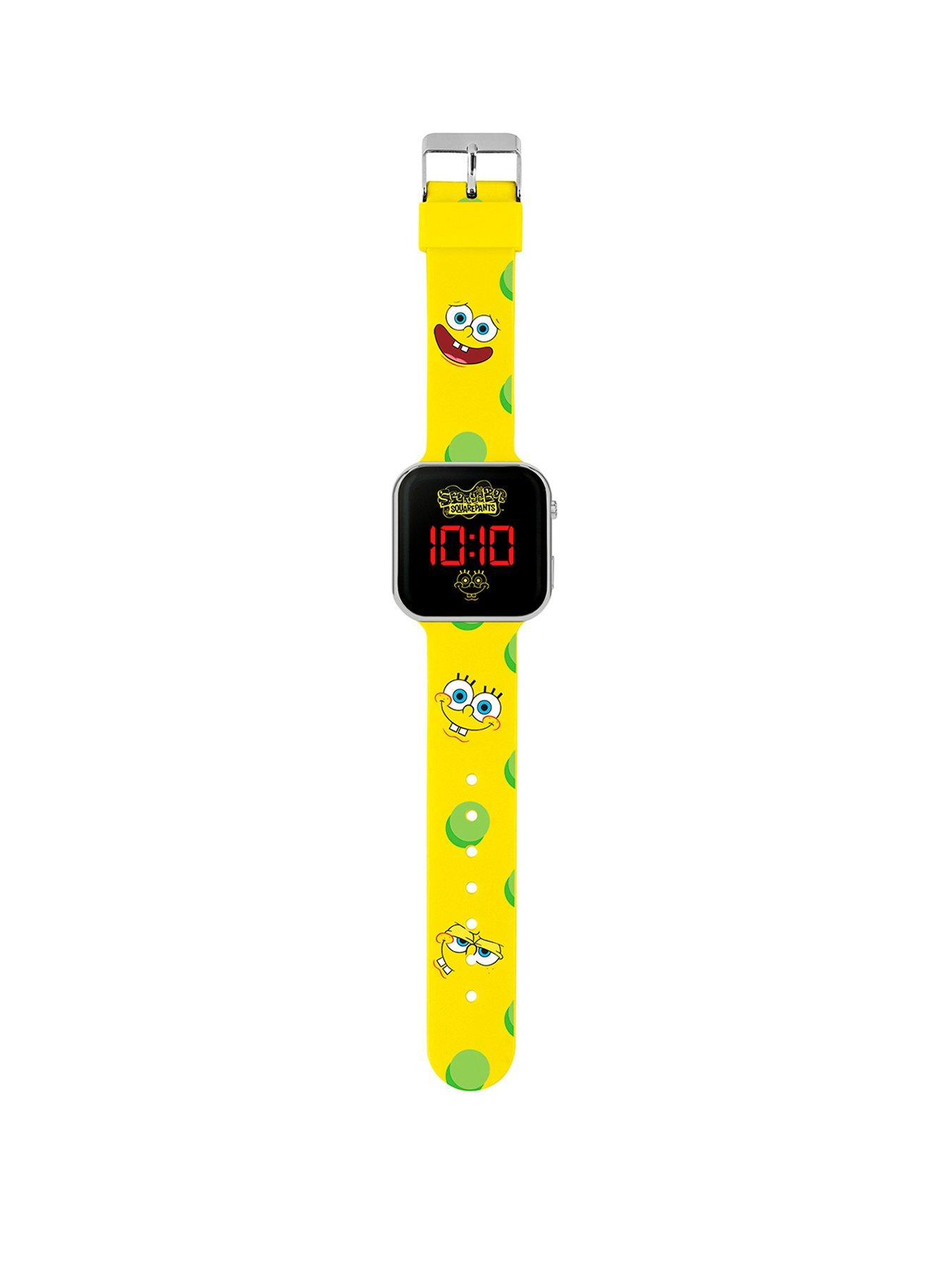  image of nickelodeon-spongebob-yellow-led-watch-with-printed-silicone-strap