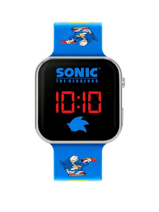 front image of sonic-the-hedgehog-sega-sonic-the-hedgehog-blue-strap-led-watch