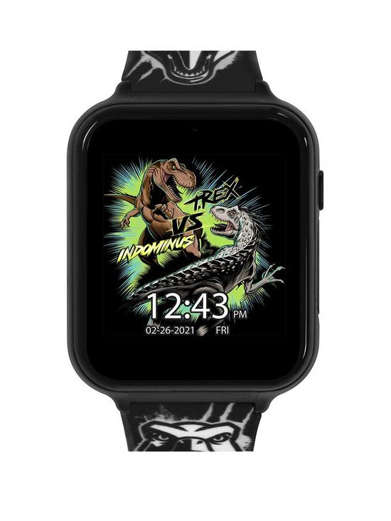 front image of universal-jurassic-park-black-interactive-silicone-strap-smart-watch