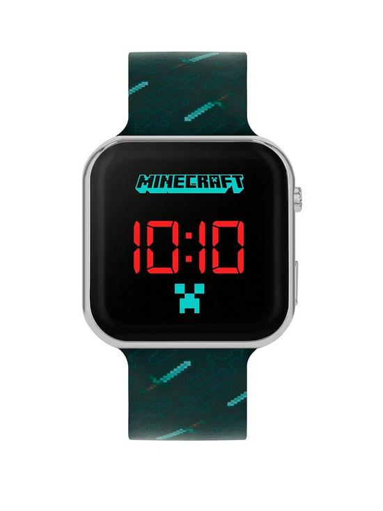 front image of minecraft-mojang-minecraft-black-strap-led-watch