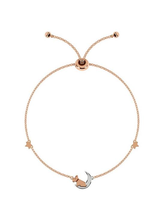 front image of radley-ladies-18ct-rose-gold-plated-dog-on-the-moon-bracelet
