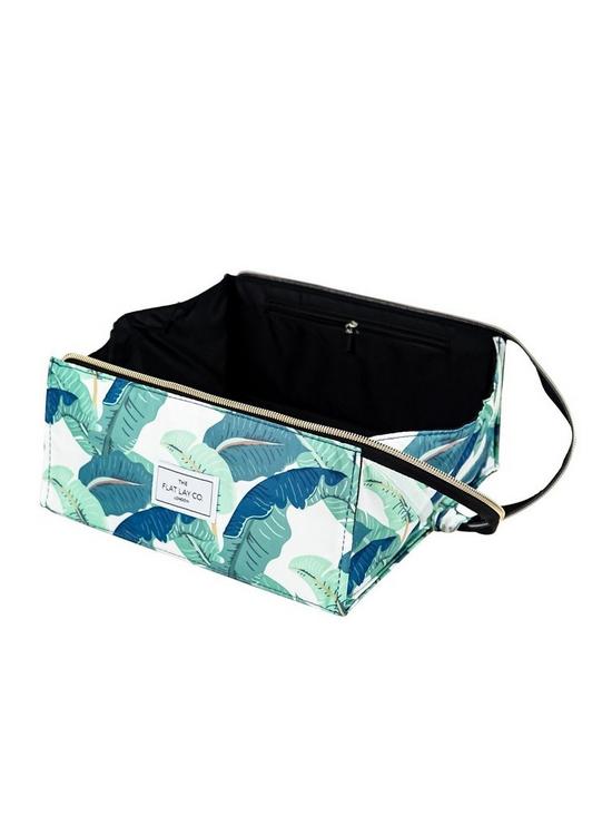 stillFront image of the-flat-lay-co-xxl-tropical-leaves-open-flat-makeup-box