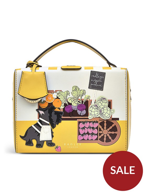 front image of radley-lovely-jubbly-leather-small-grab-multiway-bag-golden-harvest