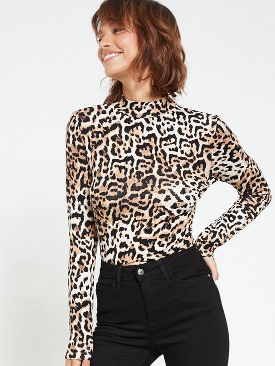 front image of everyday-turtle-neck-top-animal-print