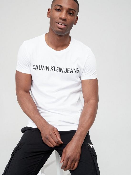 front image of calvin-klein-jeans-institutional-logo-t-shirt-white