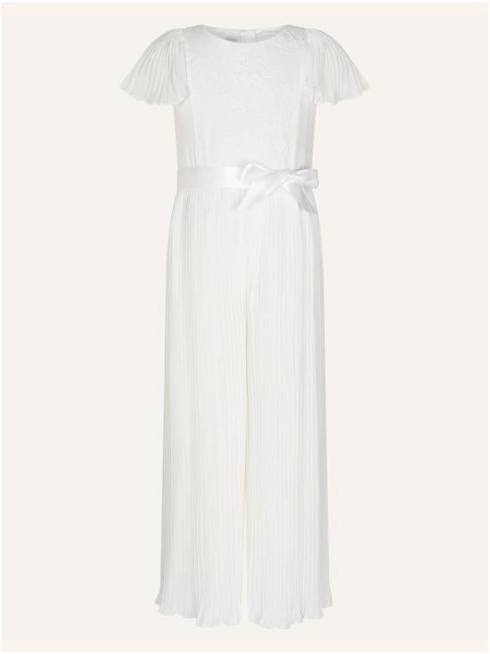 front image of monsoon-girls-lace-pleated-bridesmaid-jumpsuit-ivory