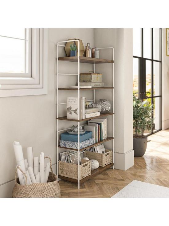 front image of novogratz-webster-5-shelf-bookcase-walnut