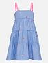  image of accessorize-girls-chambray-flower-embroidered-dress-blue