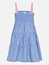  image of accessorize-girls-chambray-flower-embroidered-dress-blue