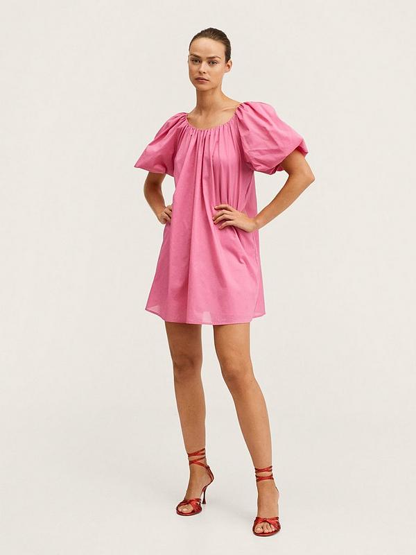 Mango Puff Sleeve Mini Dress - Pink ...